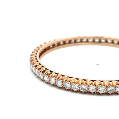Antique 14K Rose Gold Bangle Bracelet with 8.55 Carat Round Diamonds Size 7