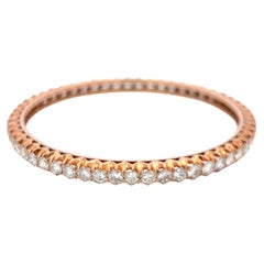 Antique 14K Rose Gold Bangle Bracelet with 8.55 Carat Round Diamonds Size 7