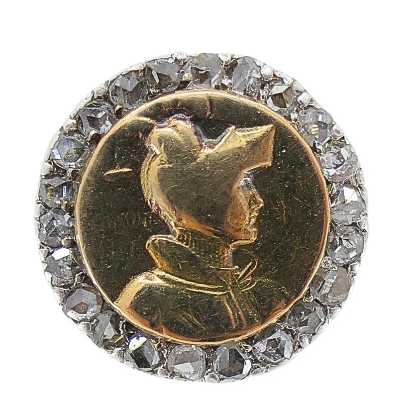 Pendientes antiguos de oro rosa de 14k y diamantes talla rosa Circa 1900s en venta 1