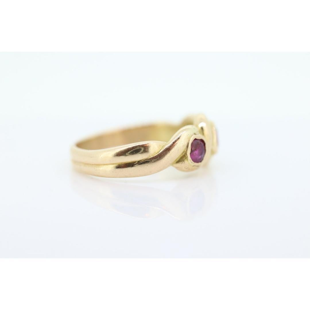 Women's Antique 14k Ruby Ring. Bezel set Triple Ruby ring. 14k yellow gold and Trio