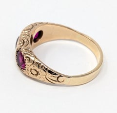 Anillo Gitano Antiguo 14k Rubí y Turmalina Oro Amarillo Grabado Hombres Talla US 11