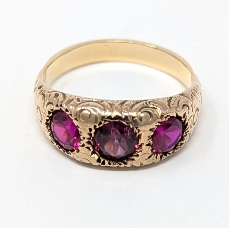 Bague gitane ancienne en or jaune 14 carats gravée pour hommes taille 11 en vente 1