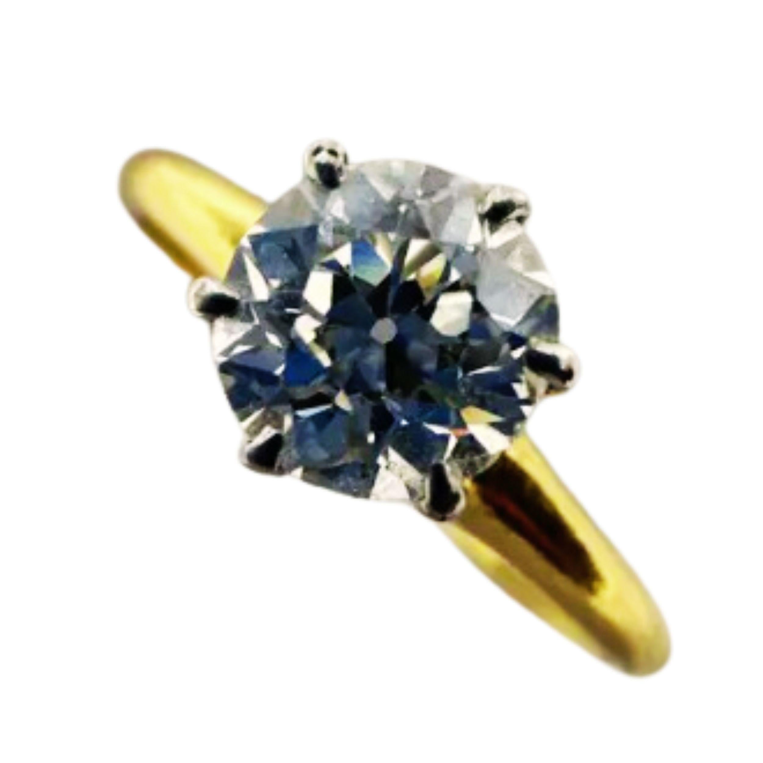 Bague ancienne en or jaune 14 carats signée MK avec diamants accentués en or blanc en vente 4