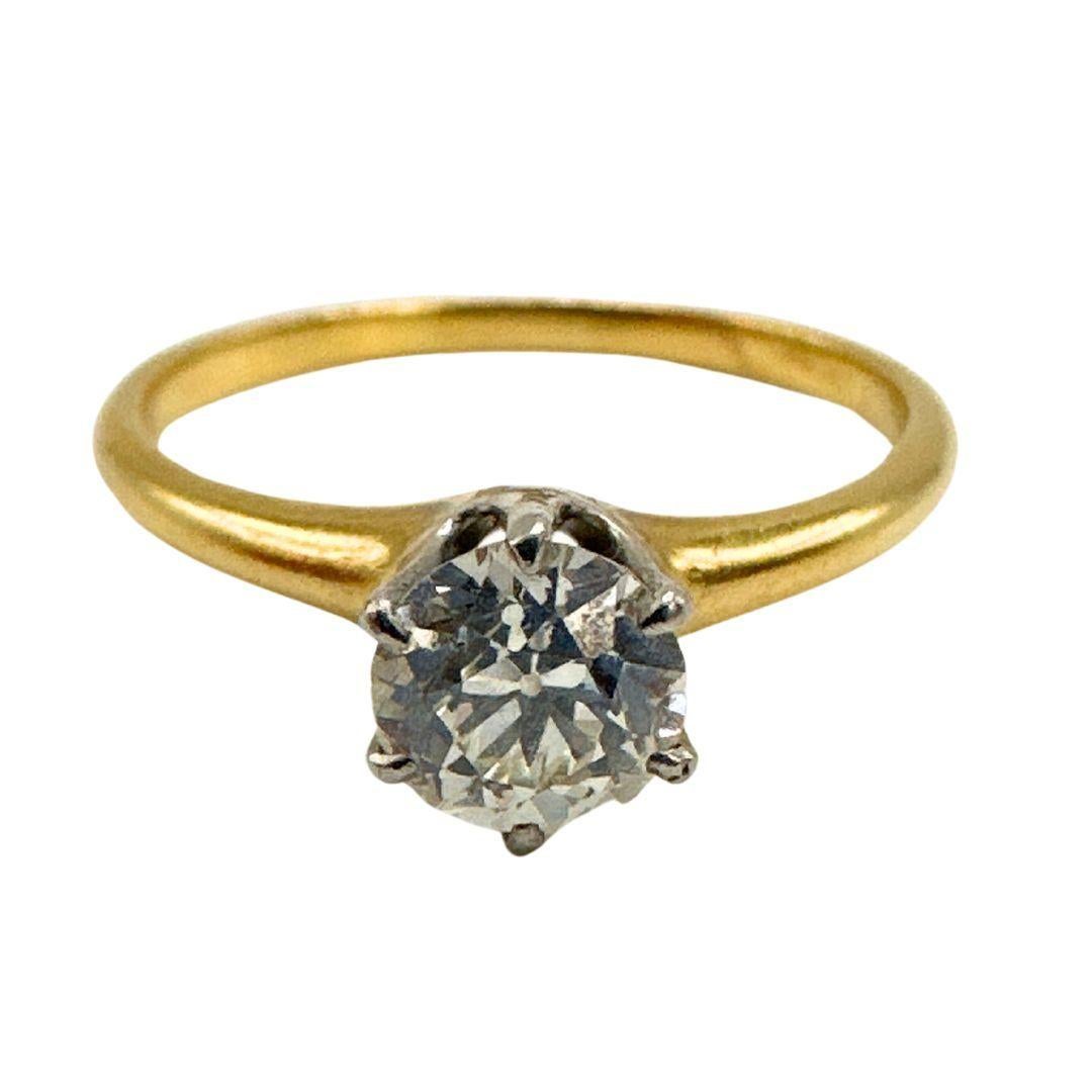 Elegance meets timeless allure in this exquisite Antique 14K Signed MK Yellow Gold Ring, adorned with White Gold accents and a mesmerizing Real Diamond. Crafted for the sophisticated woman who appreciates the beauty of the past, this