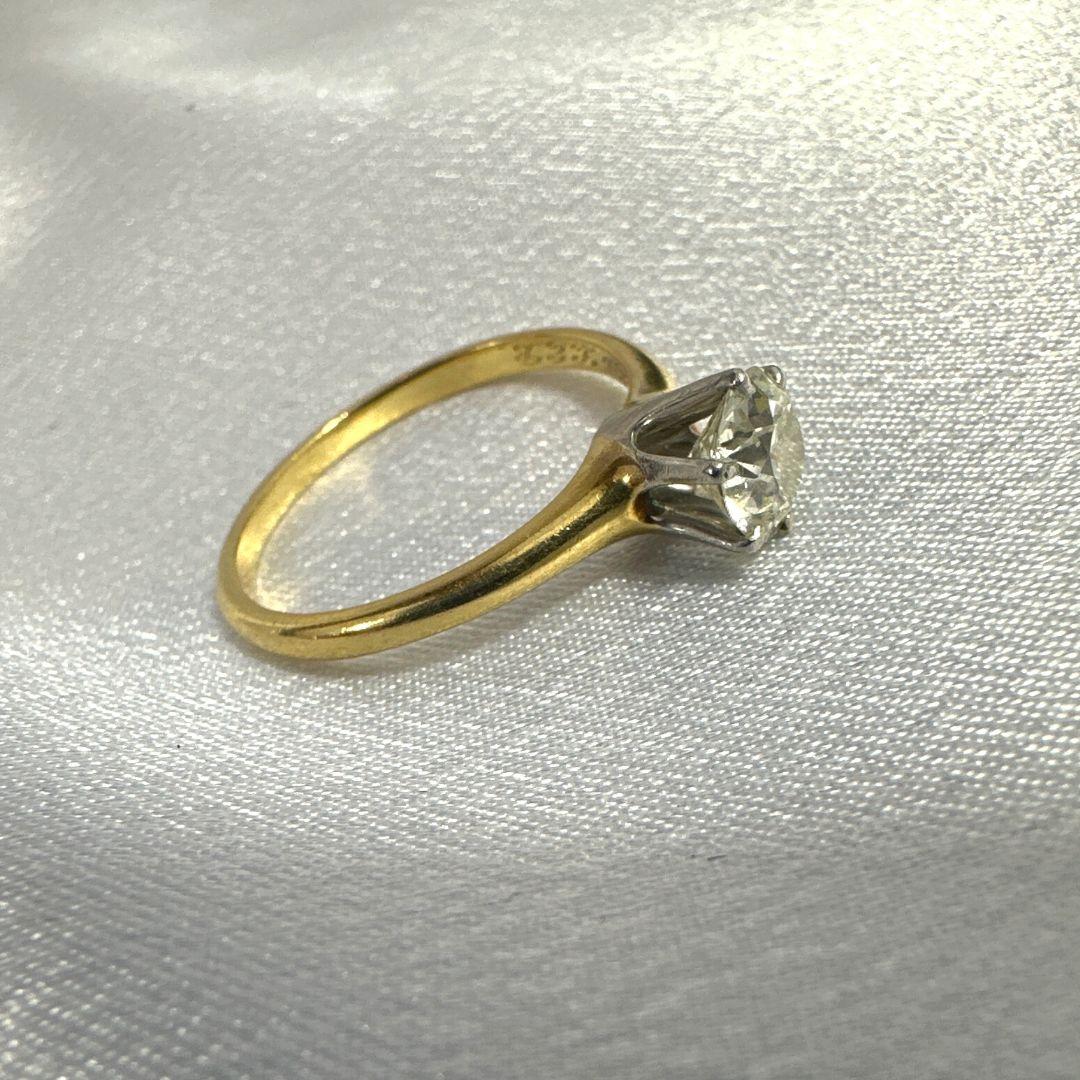 Art Deco Antique 14K Signed MK Yellow Gold With White Gold Accent Diamond Ring  For Sale