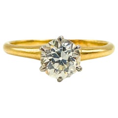 Antique 14K Signed MK Yellow Gold With White Gold Accent Diamond Ring 