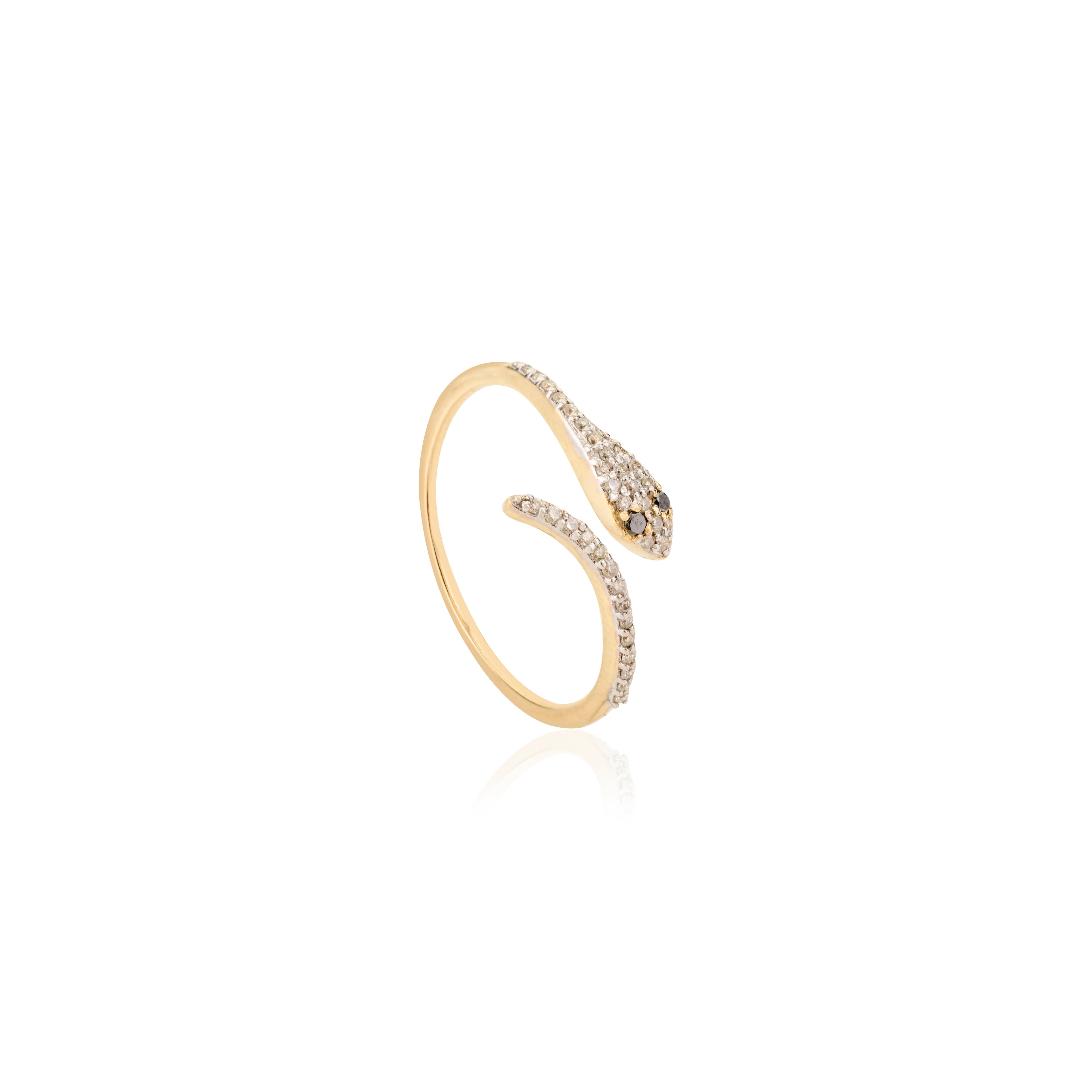En vente :  Ancienne bague serpent fine en or jaune massif 14 carats avec diamants naturels 3