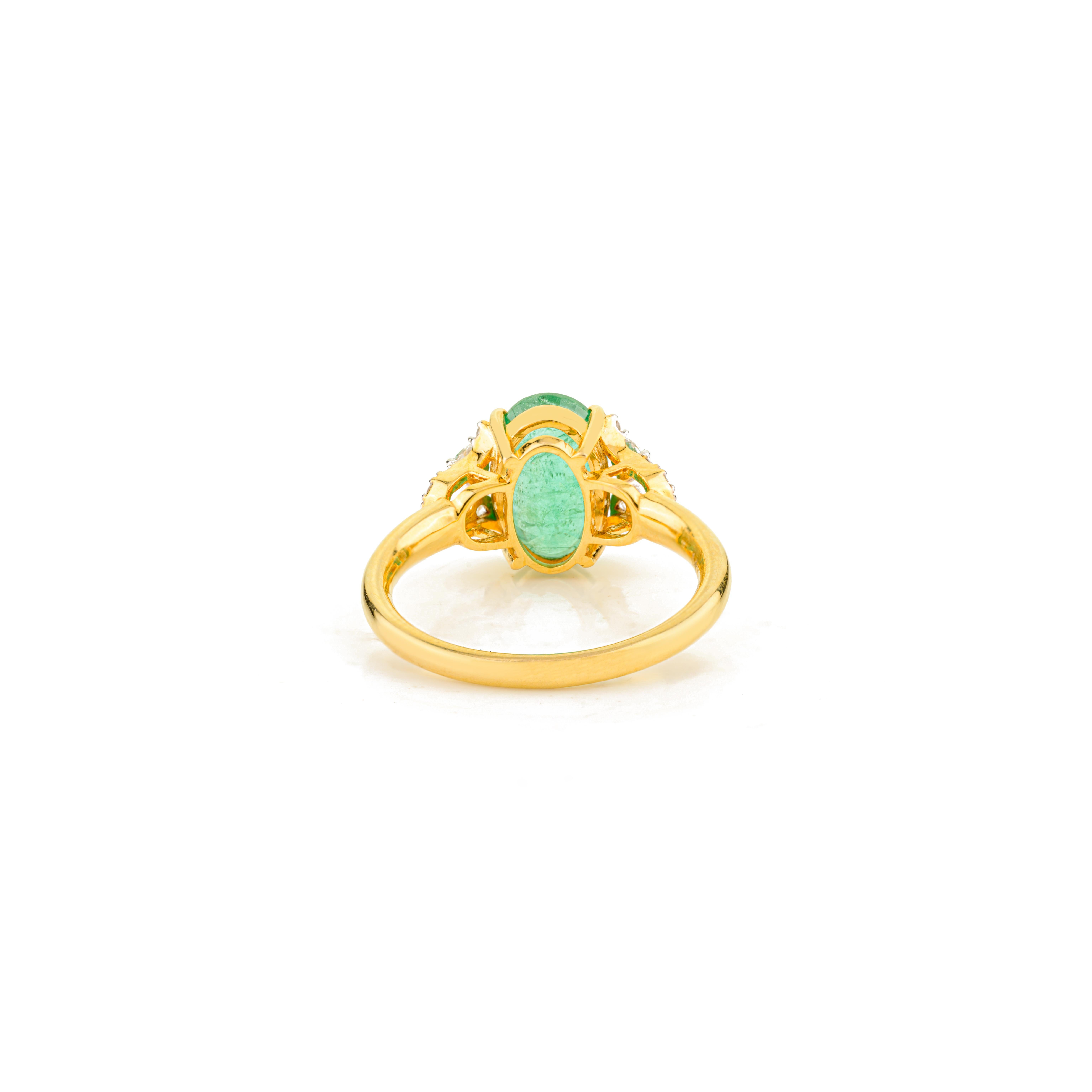 Im Angebot: Antike 14K massivem Gelbgold Oval Smaragd und Diamant-Cocktail-Ring für Sie () 7