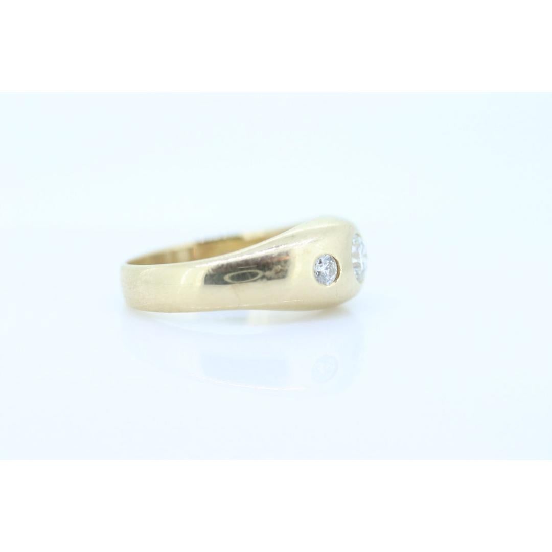 Antiker 14k Dreifach-Diamant-Ring mit 1ctw. Gypsy-Diamant-Lünette in Siegelband gefasst. im Angebot 4