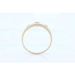 Antique 14k Triple Diamond signet ring. Gypsy Diamond bezel set into Signet band