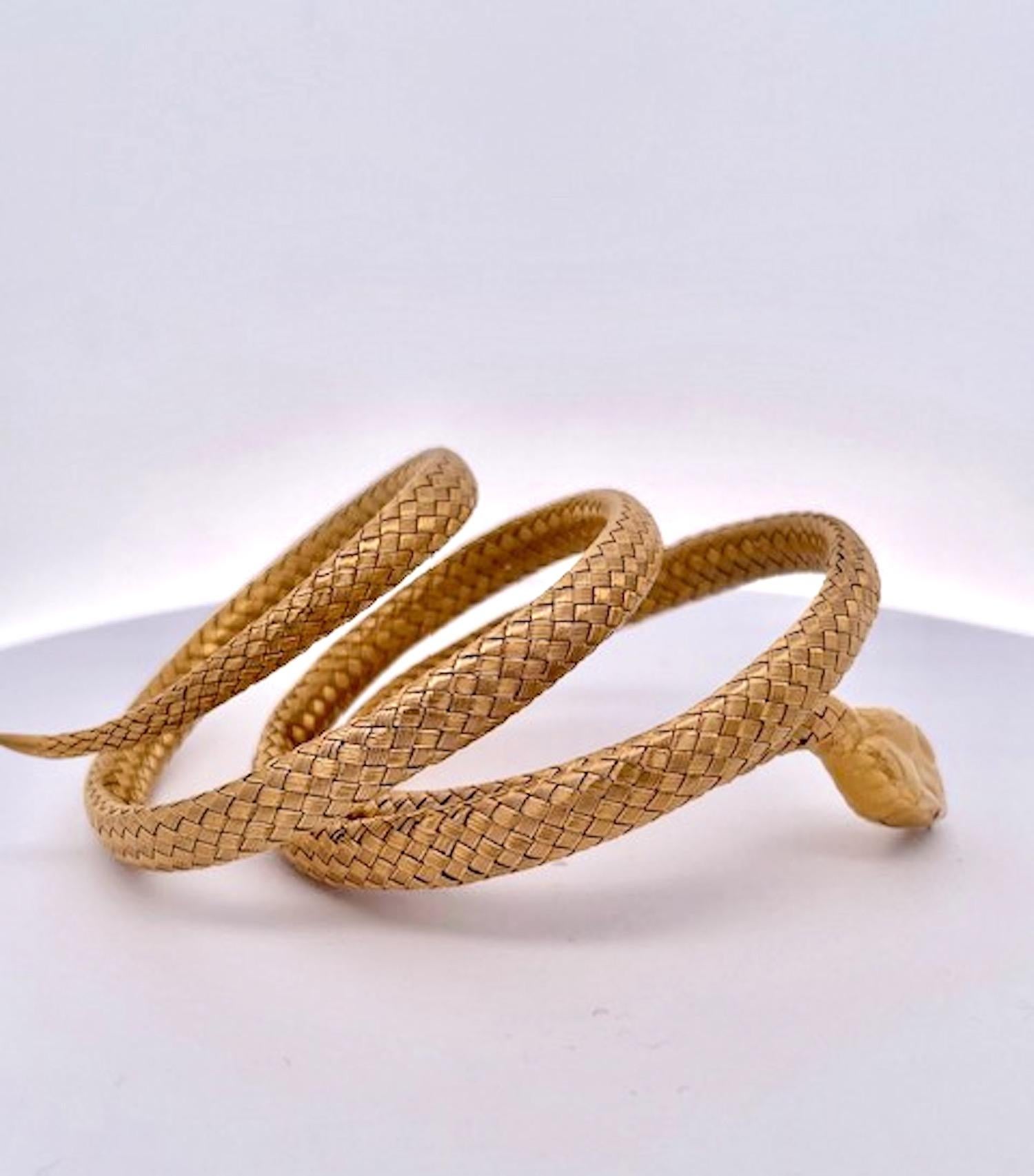 Antique 14K Triple Wrap Snake Bracelet 1