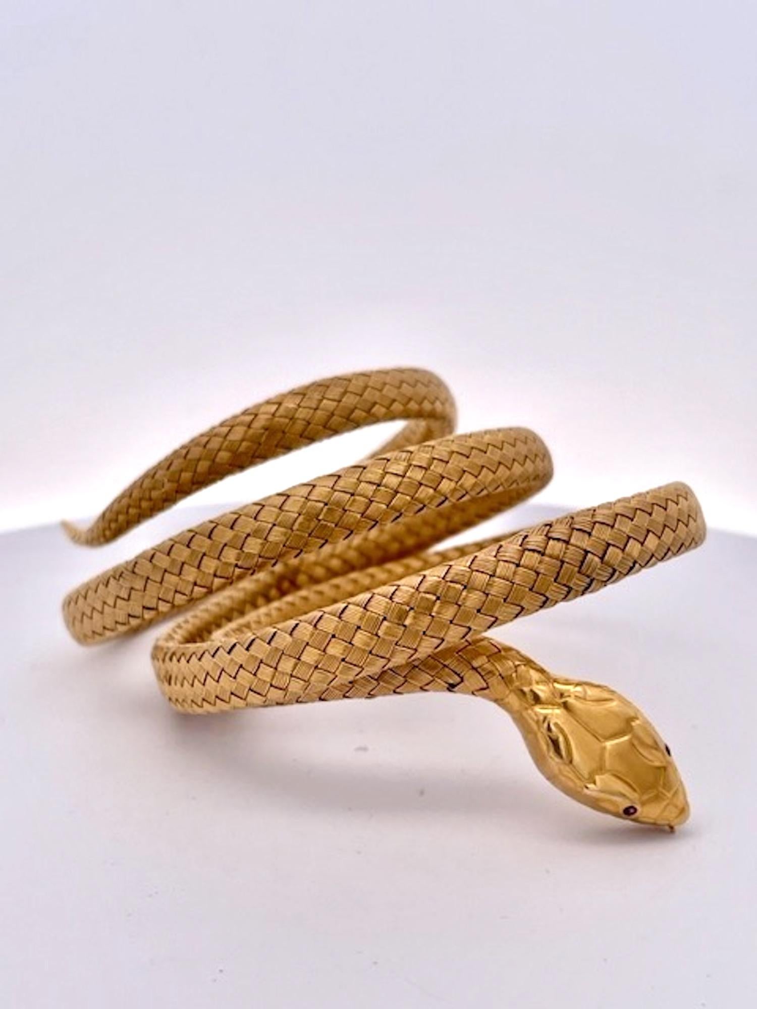 Antique 14K Triple Wrap Snake Bracelet 2