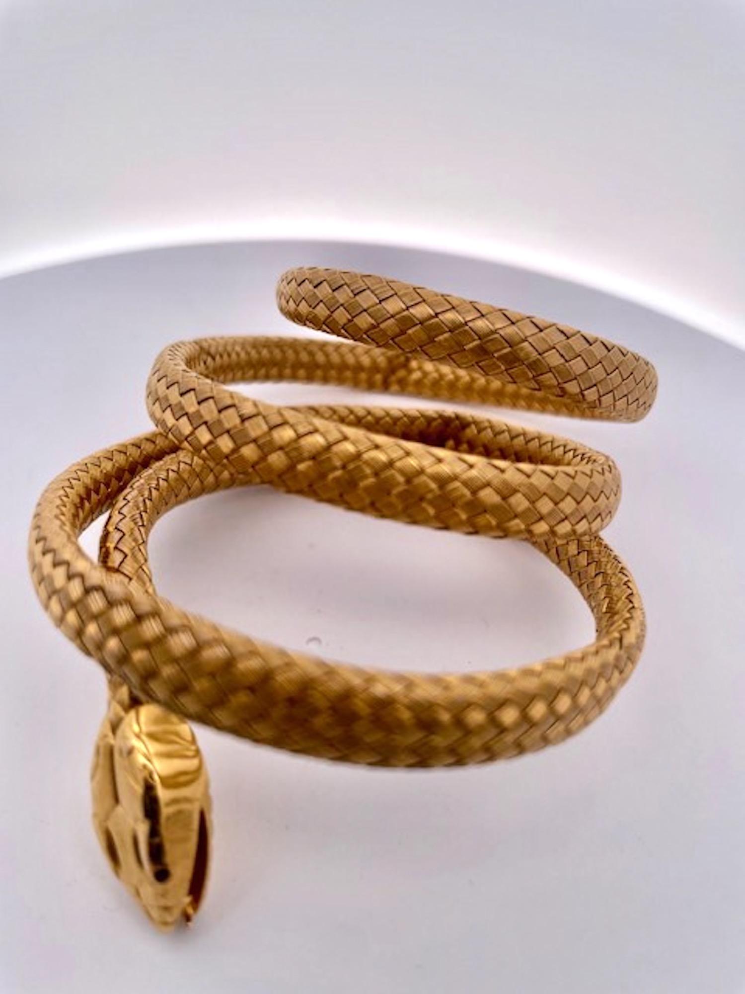 Antique 14K Triple Wrap Snake Bracelet 3