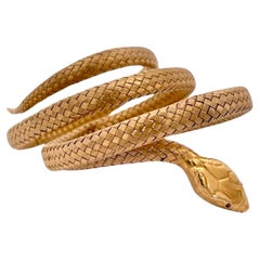 Antique 14K Triple Wrap Snake Bracelet