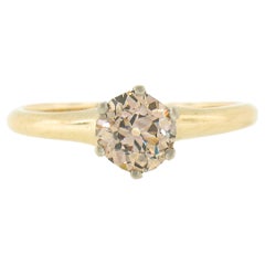 Antique 14k TT Gold .80ct GIA Old Cut Pinkish Brown Diamond Engagement Ring