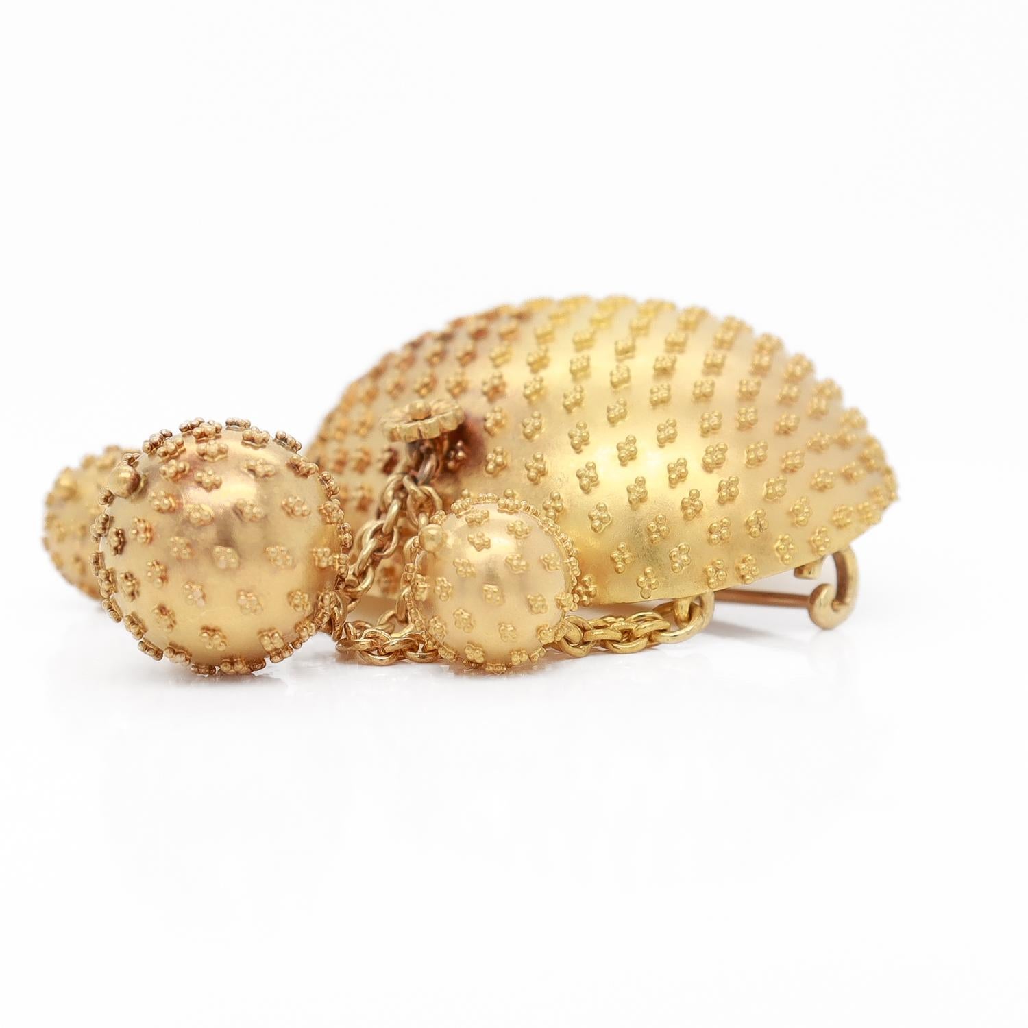Antike viktorianische umwandelbare 14K viktorianische Brosche/Anhänger mit Granulation und Anhänger-Tropfen im Angebot 5