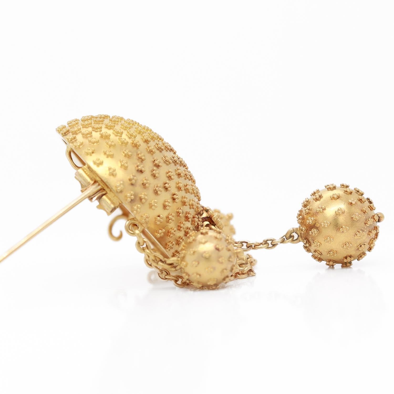 Antike viktorianische umwandelbare 14K viktorianische Brosche/Anhänger mit Granulation und Anhänger-Tropfen im Angebot 6