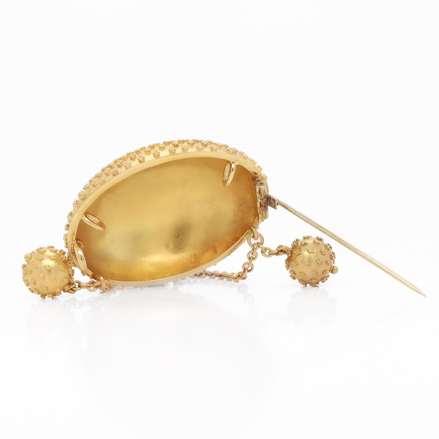 Antike viktorianische umwandelbare 14K viktorianische Brosche/Anhänger mit Granulation und Anhänger-Tropfen im Angebot 7