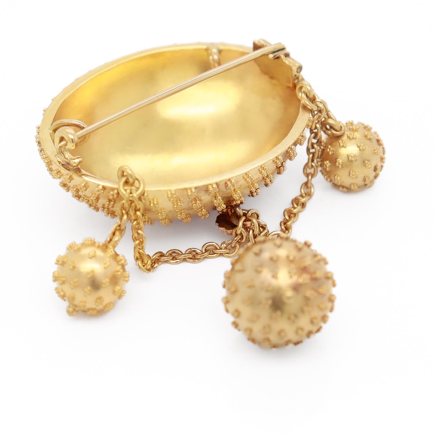 Antike viktorianische umwandelbare 14K viktorianische Brosche/Anhänger mit Granulation und Anhänger-Tropfen im Angebot 8