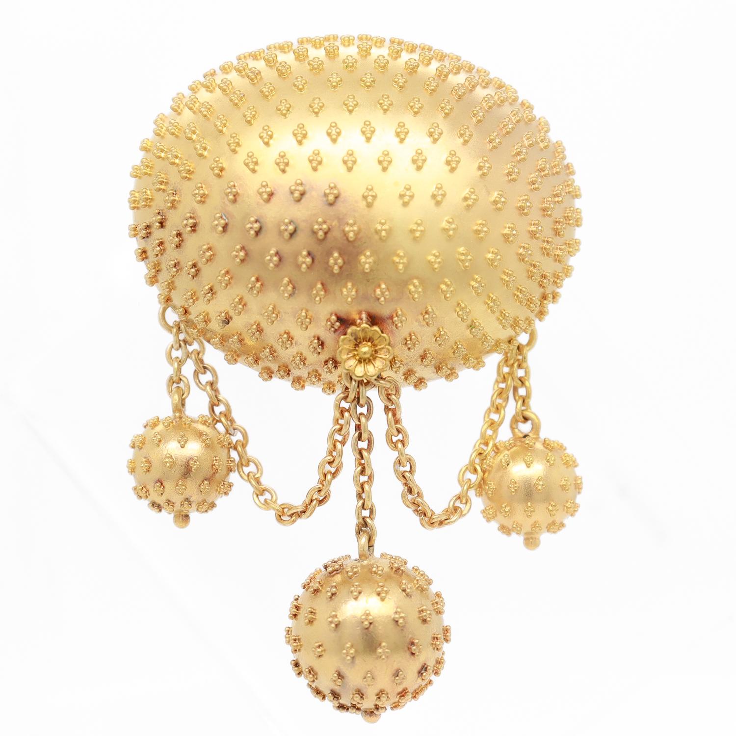 Antike viktorianische umwandelbare 14K viktorianische Brosche/Anhänger mit Granulation und Anhänger-Tropfen für Damen oder Herren im Angebot