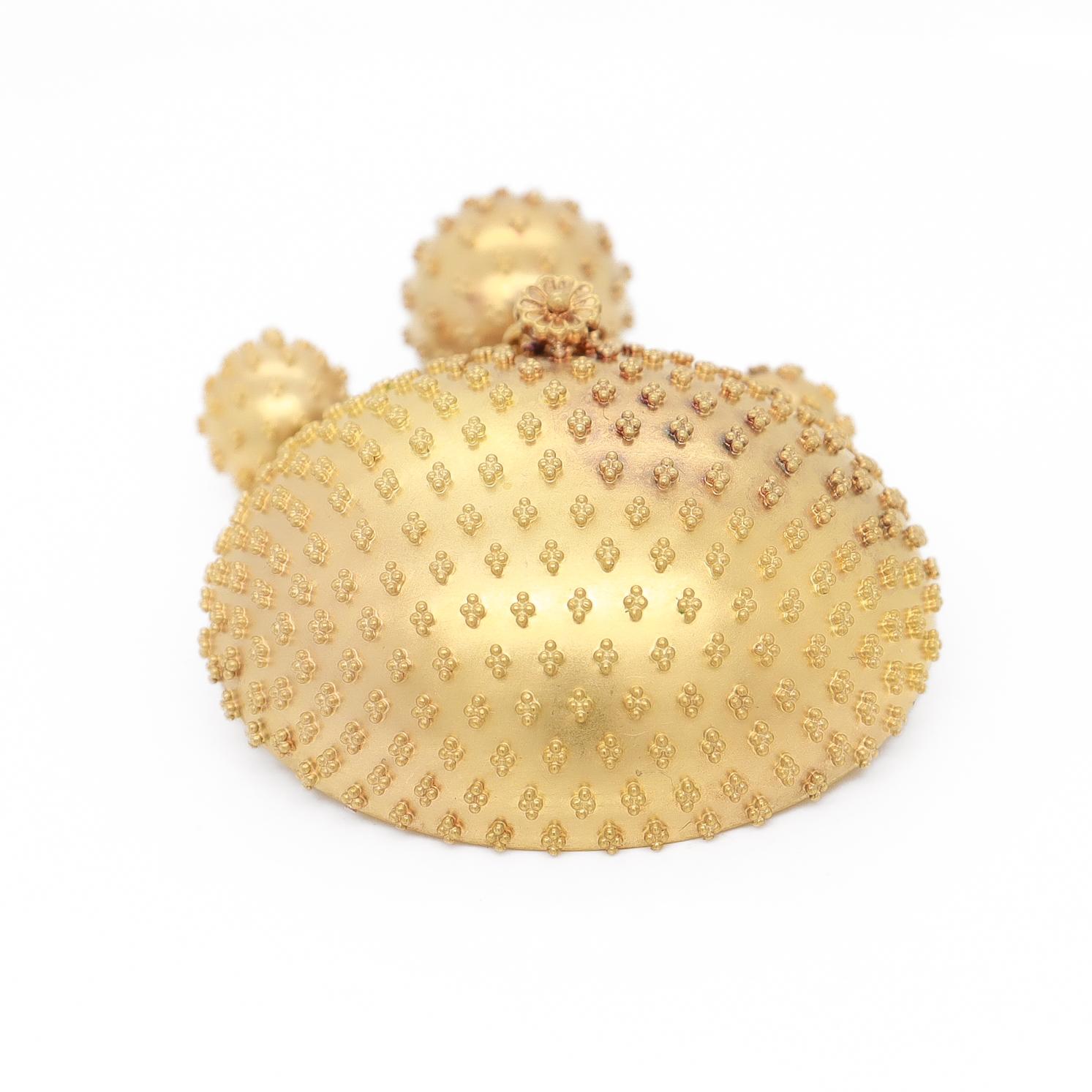 Antike viktorianische umwandelbare 14K viktorianische Brosche/Anhänger mit Granulation und Anhänger-Tropfen im Angebot 3