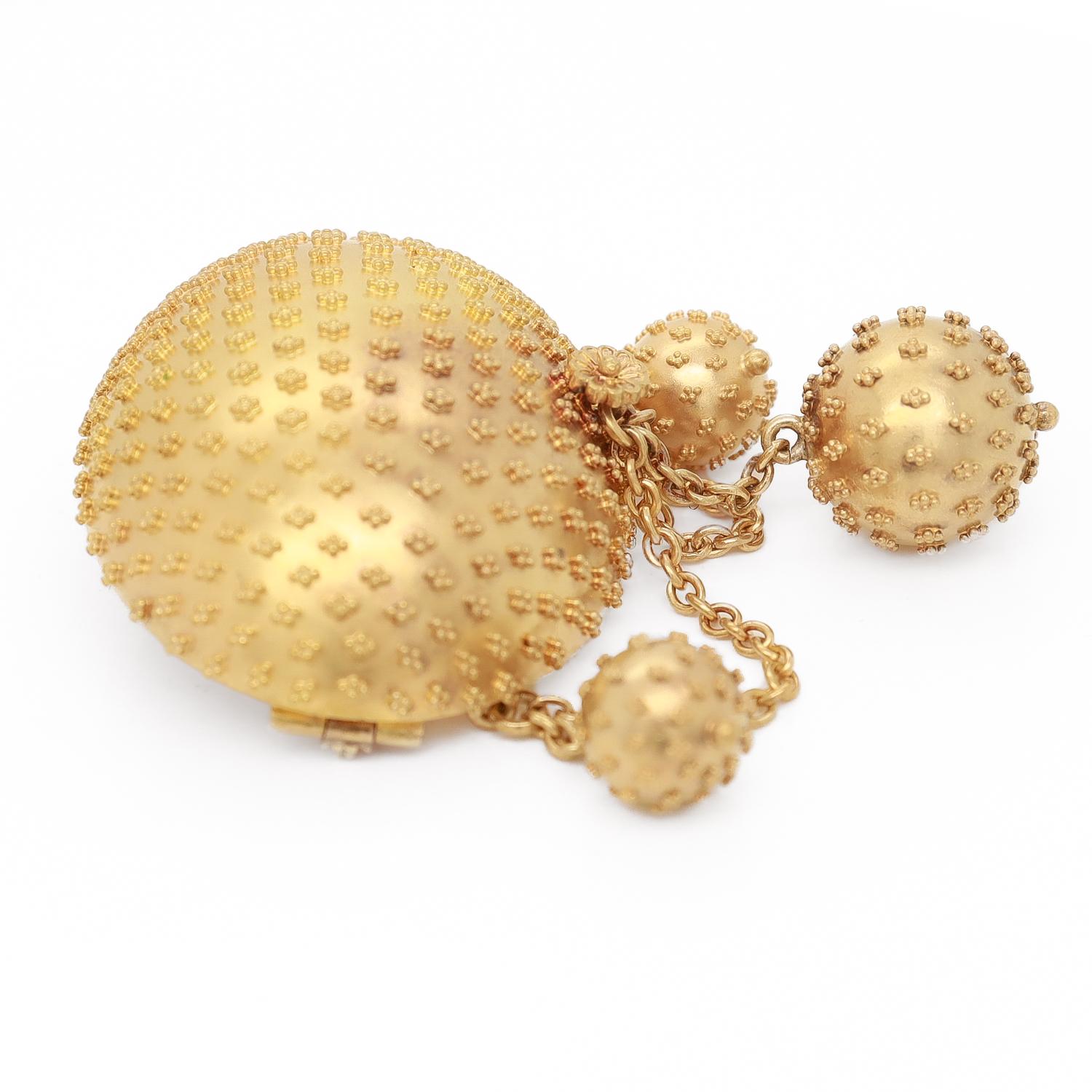Antike viktorianische umwandelbare 14K viktorianische Brosche/Anhänger mit Granulation und Anhänger-Tropfen im Angebot 4