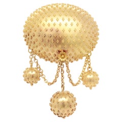 Antique 14K Victorian Convertible Brooch/Pendant w Granulation & Pendant Drops