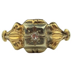 Antique 14K White and Yellow Gold Diamond Solitaire Ring