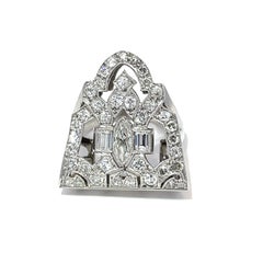 Antique 14k White Gold Art Deco Cocktail Ring with 1.5 CTW Diamonds