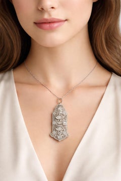 Antiguo Collar de Filigrana Art Decó de Diamantes en Oro Blanco de 14K