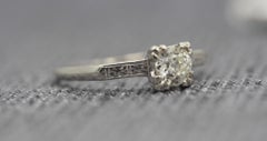 Antique 14K White Gold Engagement Ring w/ .60ct Old European Brilliant Diamond