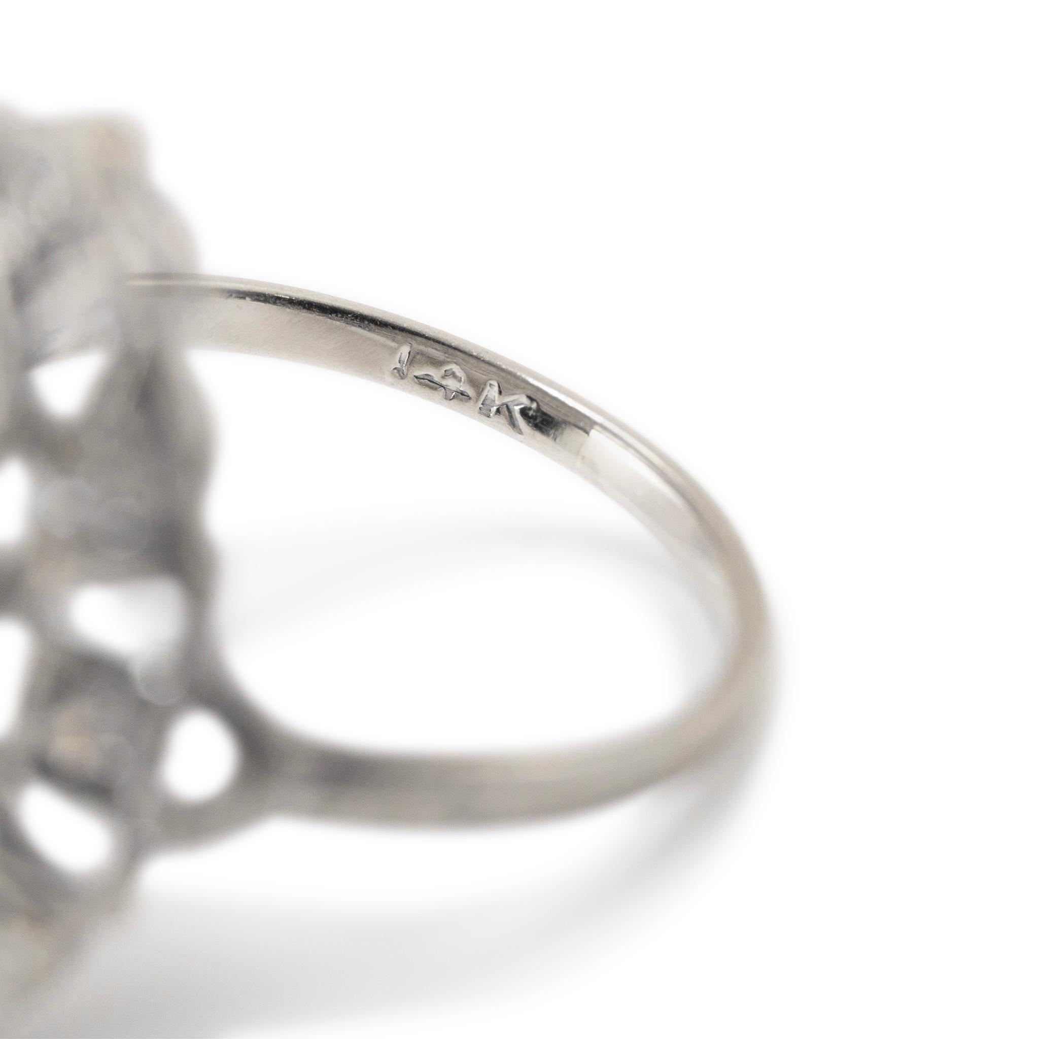 Antique 14K White Gold Filigreed Single Cut Diamond Cocktail Ring 2