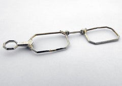Antique 14 Karat White Gold Folding Lorgnette Eyeglass Frames, No Lens