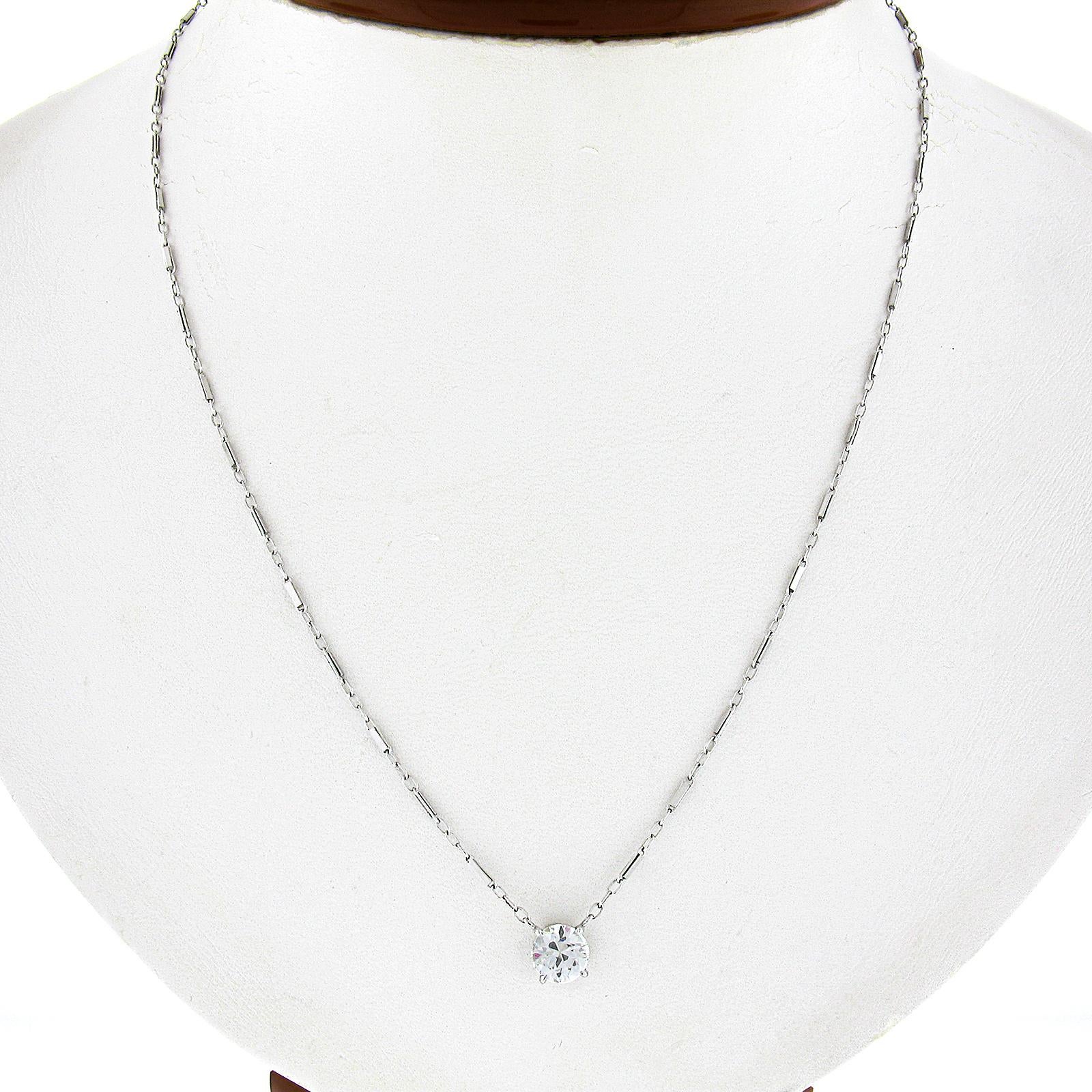 --Stone(s):--
(1) Natural Genuine Diamond - Old Circular Cut - Prong Set - H Color - SI1 Clarity - 0.94ct (exact - certified)
**See Certification Details Below**
Total Carat Weight: 0.94 (exact)

Material: Solid 14k White Gold
Weight: 2.65