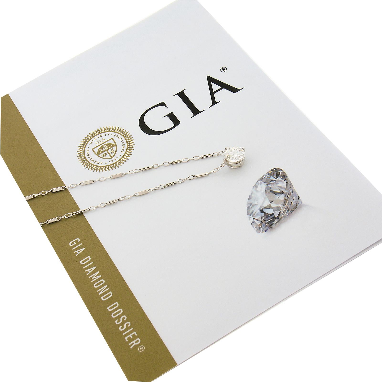 Antique 14k White Gold Gia 0.94ct Old Cut Diamond Solitaire Pendant Necklace 3