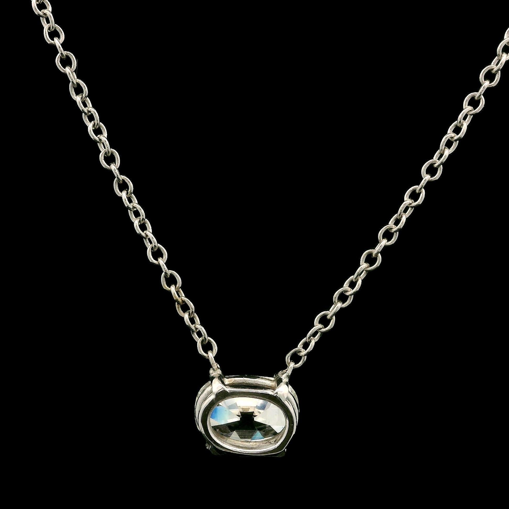 Antique 14k White Gold GIA 1.35ct Old Mine Cut Diamond Solitaire Chain Necklace 1