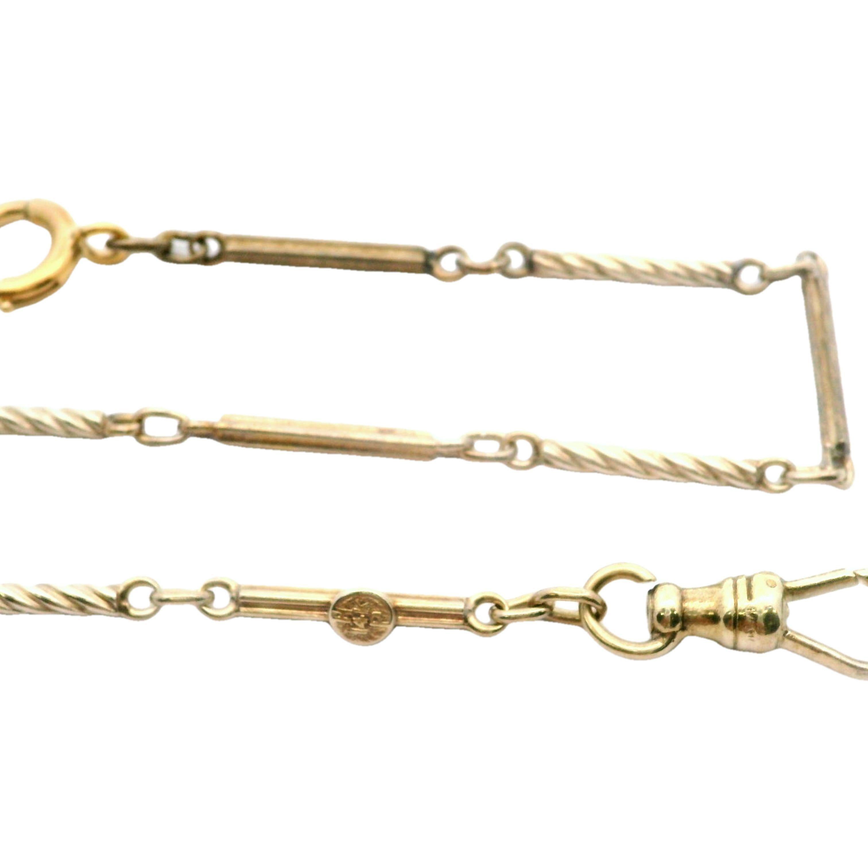 MATERIAL : Or blanc massif 14K
Poids : 9.88 grammes
Type de chaîne : Chaîne à maillons rainurés et texturés
Longueur de la chaîne : 14 pouces
Épaisseur/largeur de la chaîne : 1,8 mm (au niveau des maillons rainurés)
Fermoir : anneau à ressort et