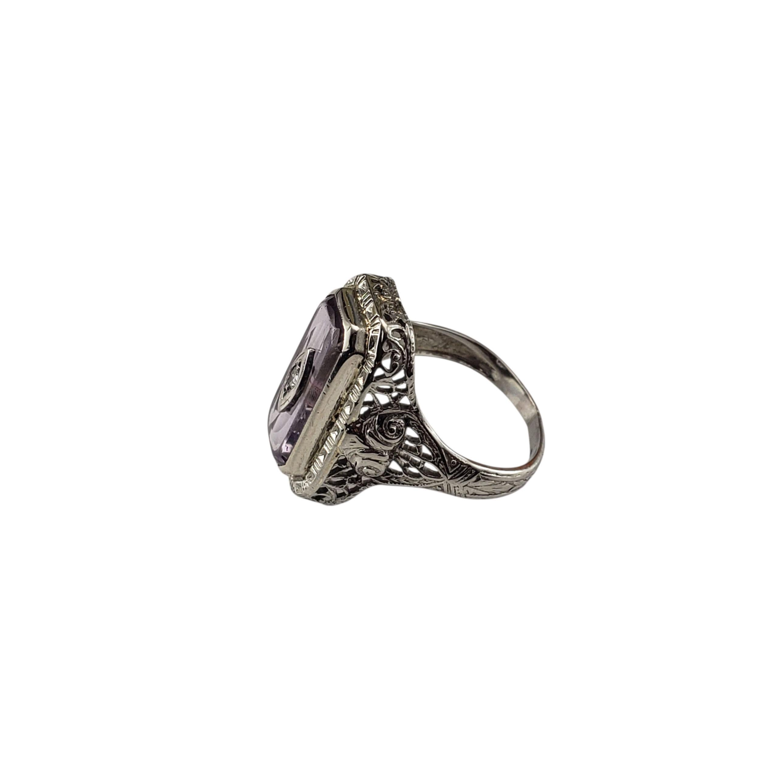 Antique 14K White Gold Lavender Stone and Diamond Ring Size 5.25 #22818 In Good Condition For Sale In Washington Depot, CT