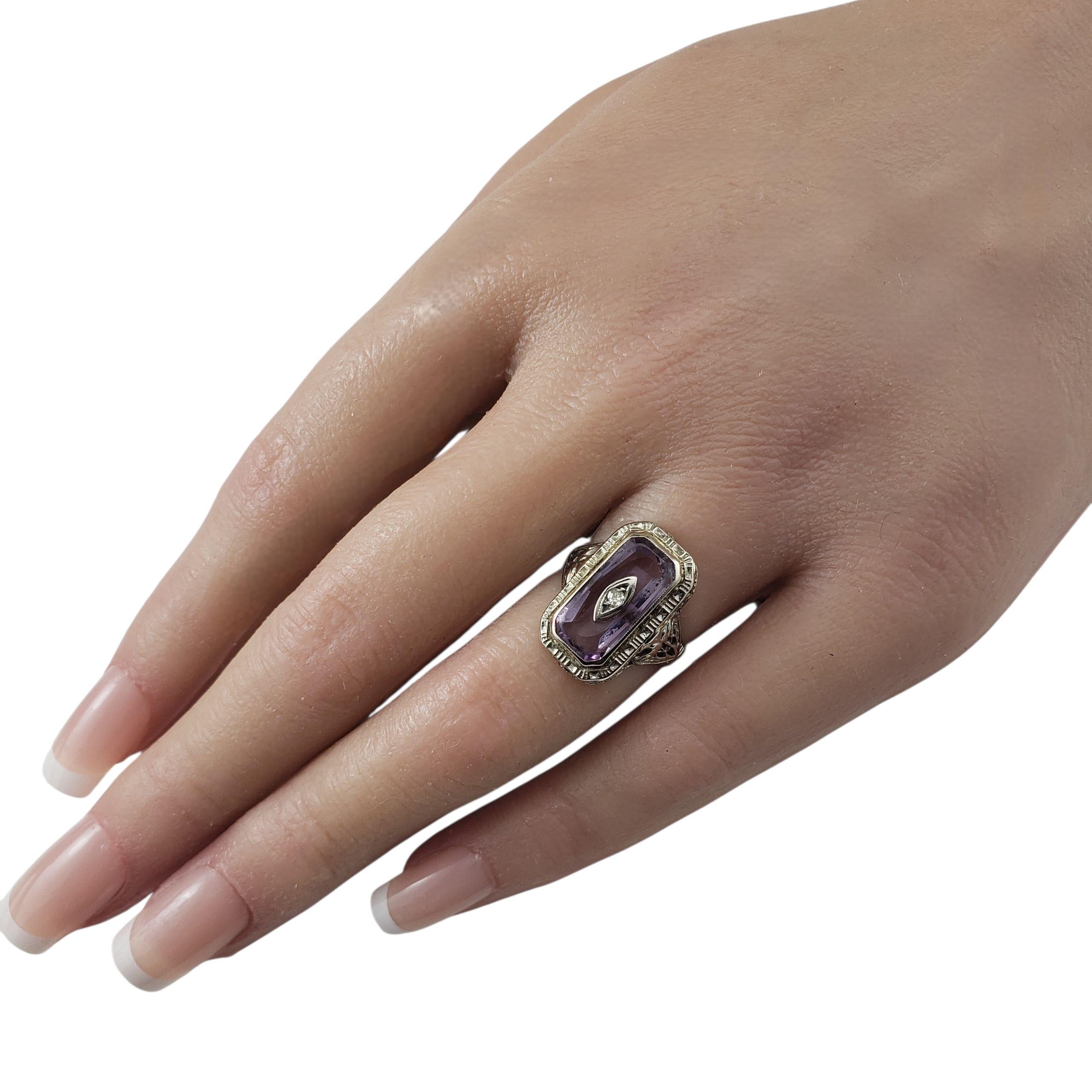 Antique 14K White Gold Lavender Stone and Diamond Ring Size 5.25 #22818 For Sale 1