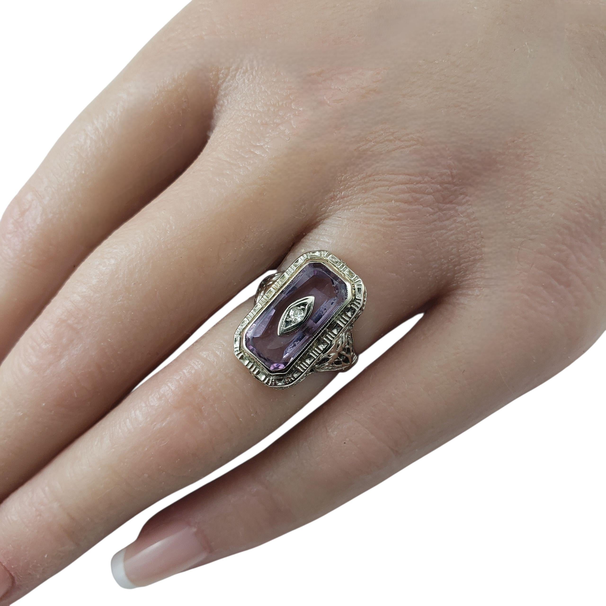 Antique 14K White Gold Lavender Stone and Diamond Ring Size 5.25 #22818 For Sale 2