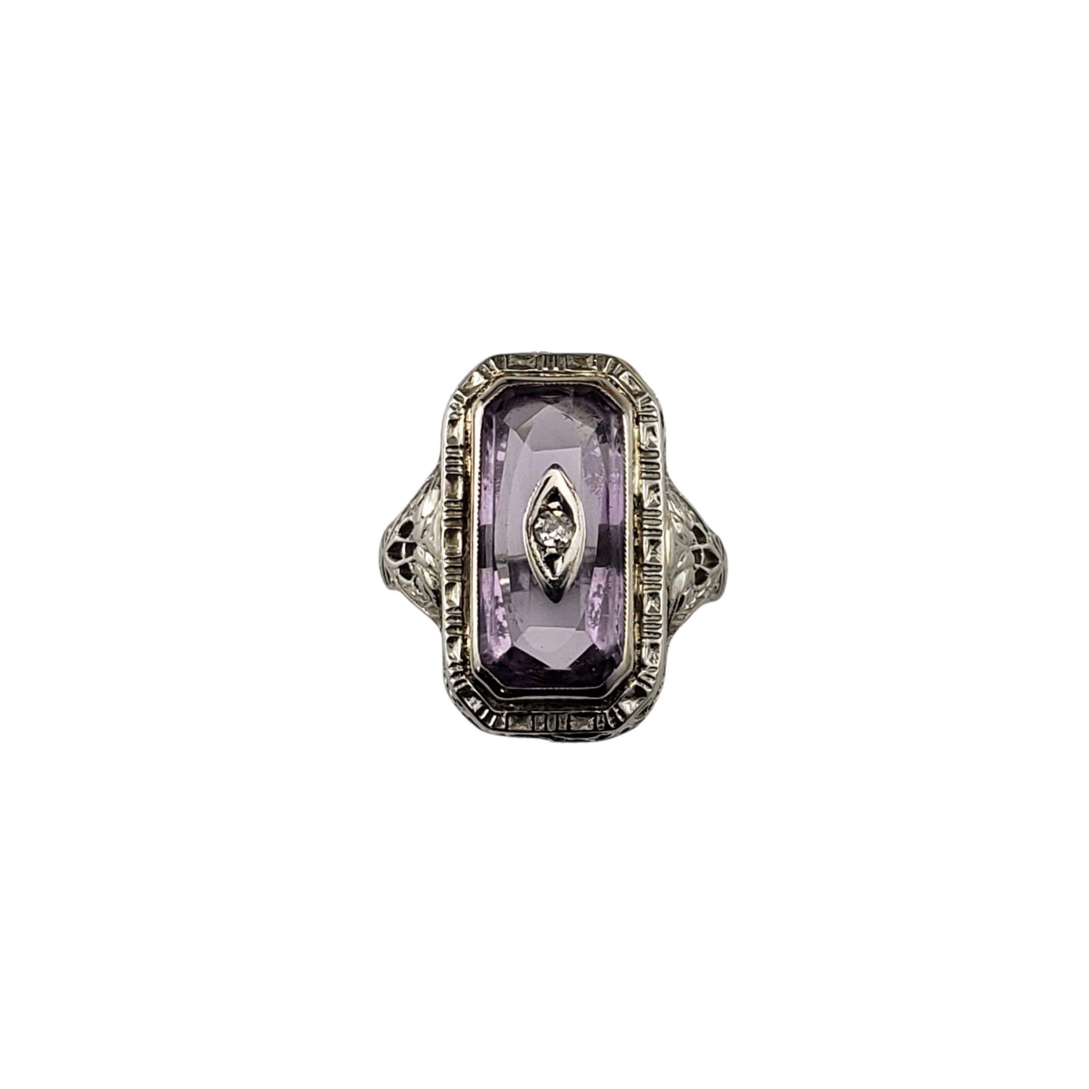 Antique 14K White Gold Lavender Stone and Diamond Ring Size 5.25 #22818 For Sale