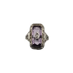 Antique 14K White Gold Lavender Stone and Diamond Ring Size 5.25 #22818