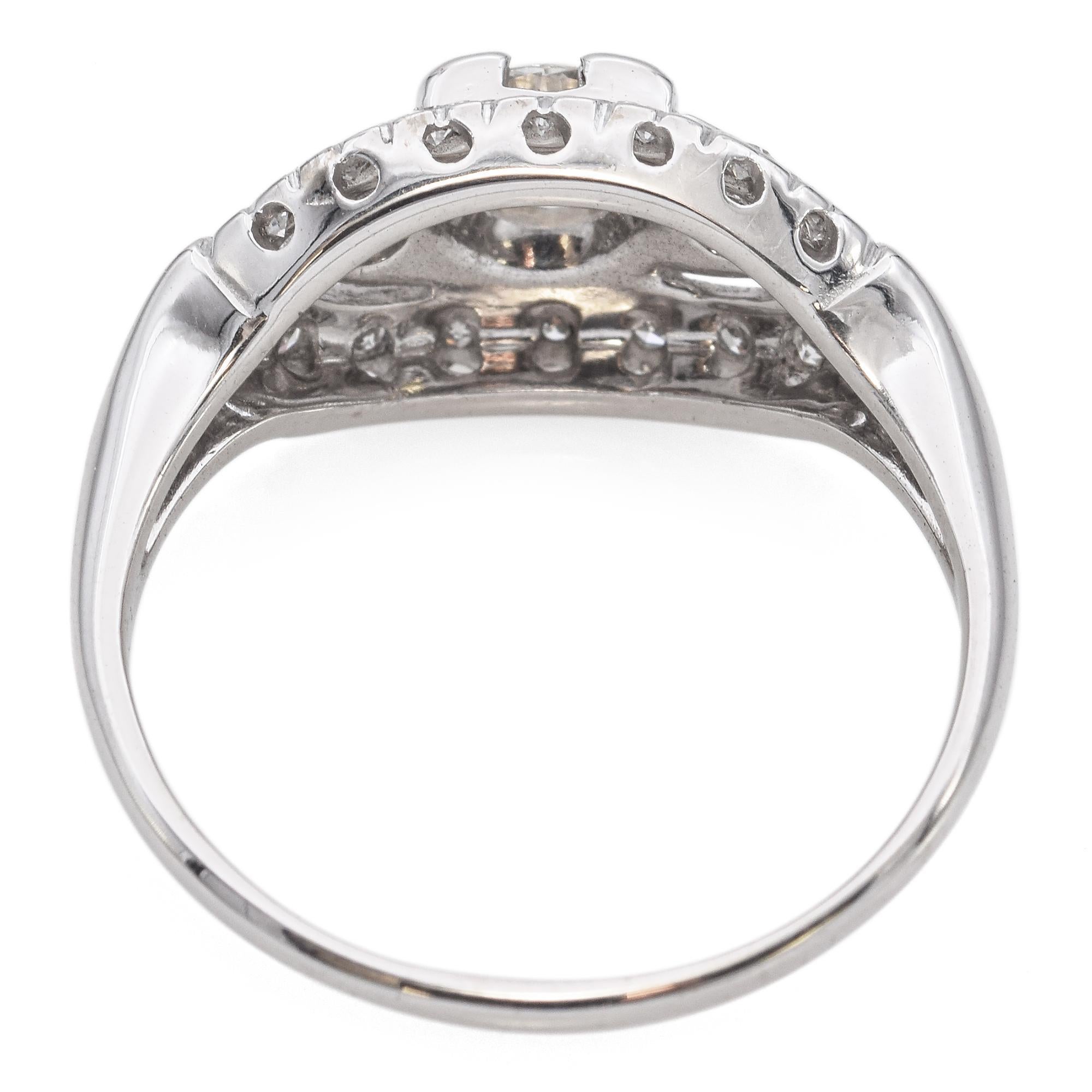 Art Deco Antique 14k White Gold Old European Cut Diamond Ring
