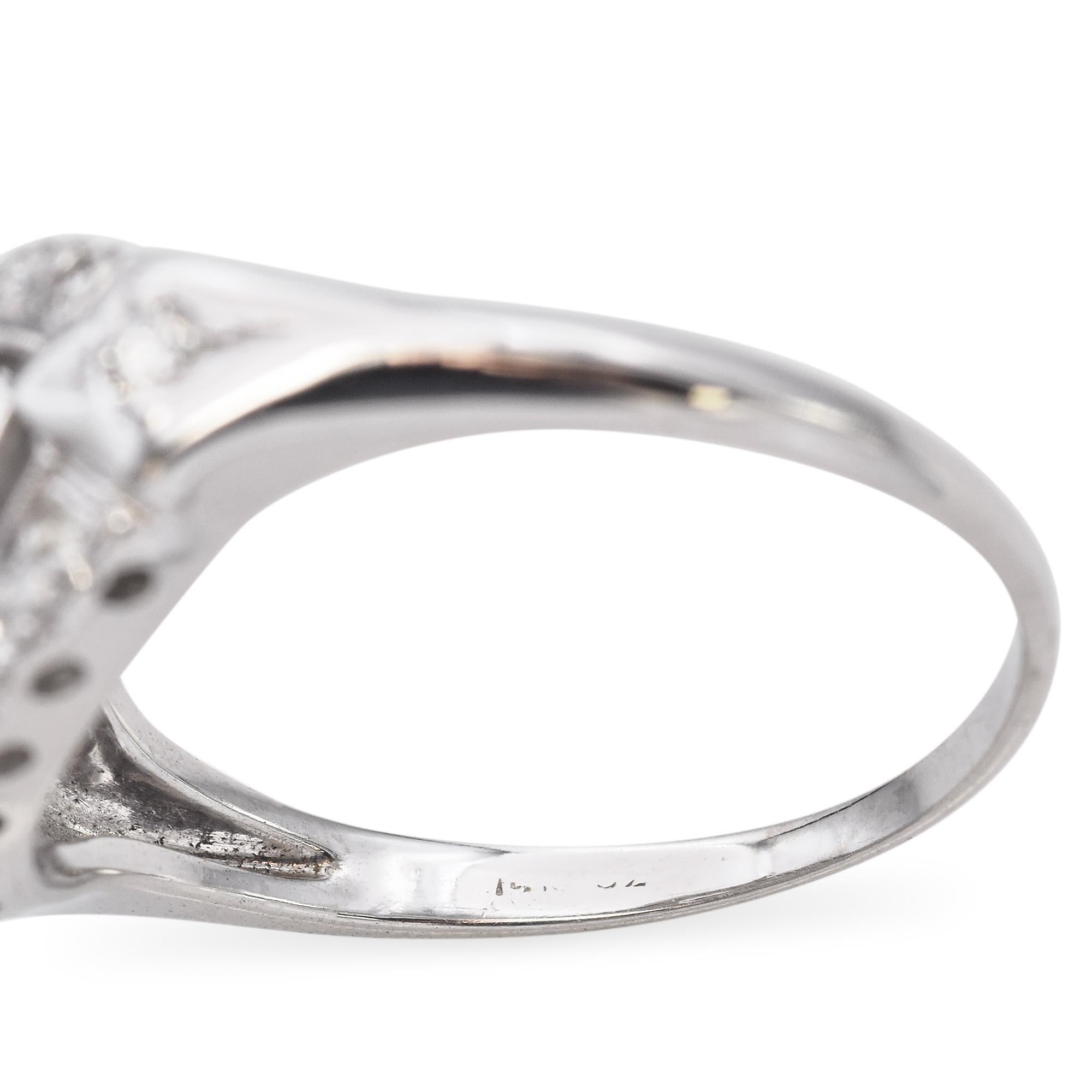 Women's Antique 14k White Gold Old European Cut Diamond Ring