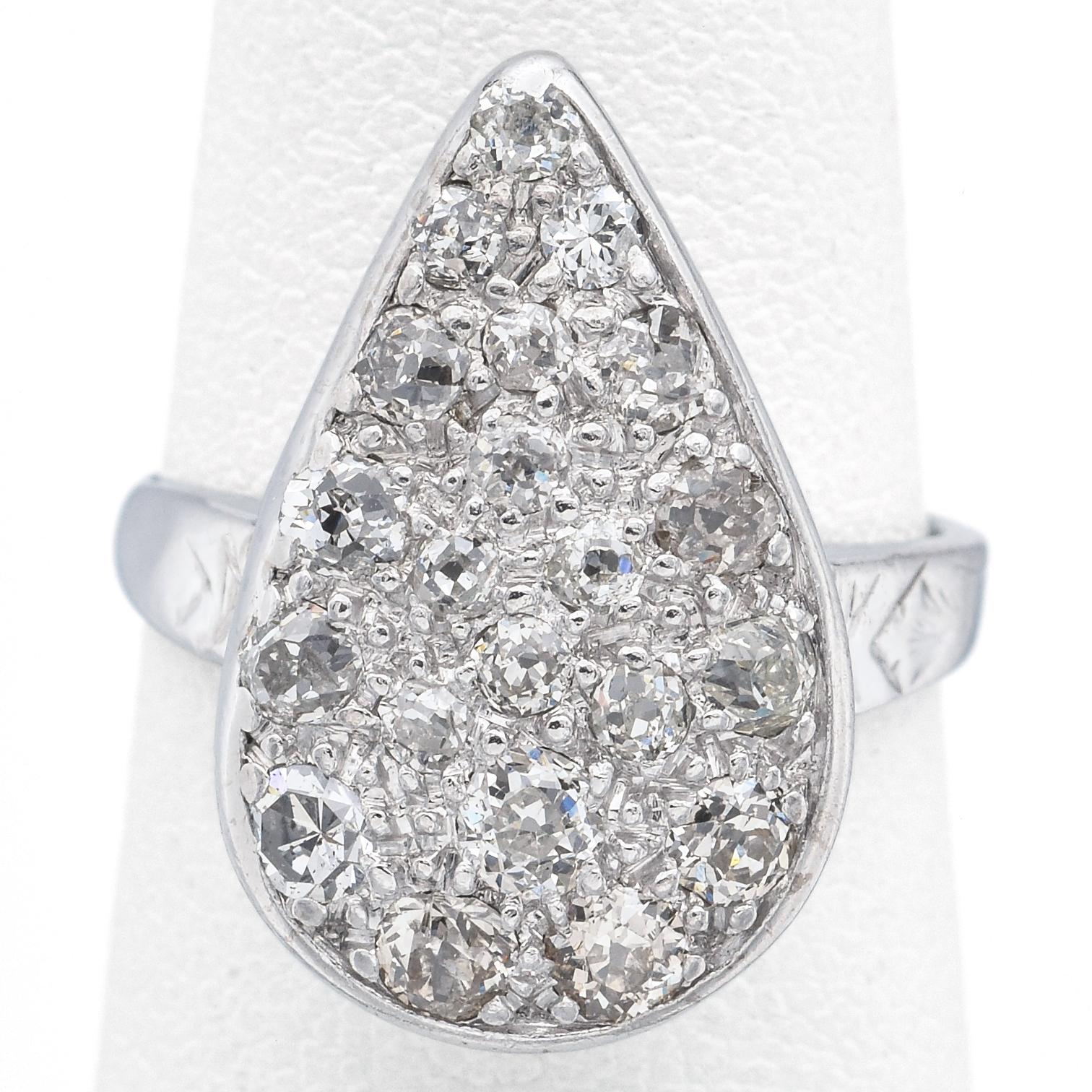 Weight: 4.7 Grams
Stone: Approx 1.02 TCW (0.02-0.14 ct) Old Mine Cut Diamonds
Face of Ring: 19.0 x 12.0 x 6.2 mm
Ring Size: 4
Hallmark: 14K & Platinum Tested

ITEM #:BR-1054-091923-15