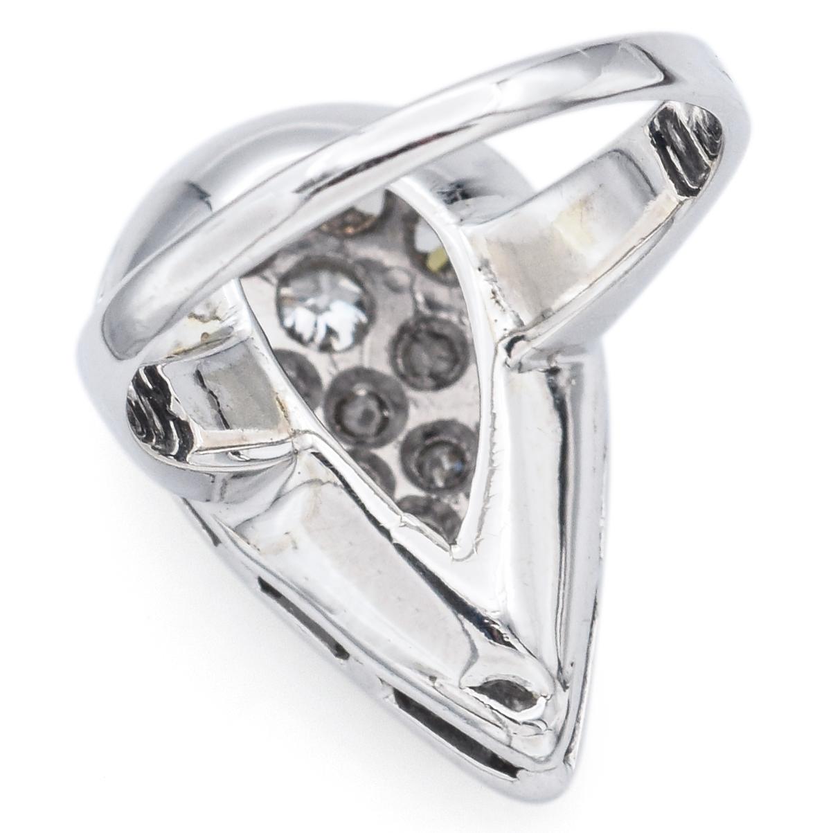 Women's Antique 1.02 TCW Mine Cut Diamond White Gold & Platinum Cocktail Ring Size 4 For Sale