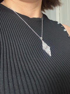 Collier pendentif ancien en or blanc 14k et platine avec diamants, 1910