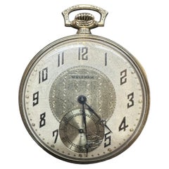 Antique 14k White Gold Waltham Grade 1235 Size 12S 17j Open Face Pocket Watch