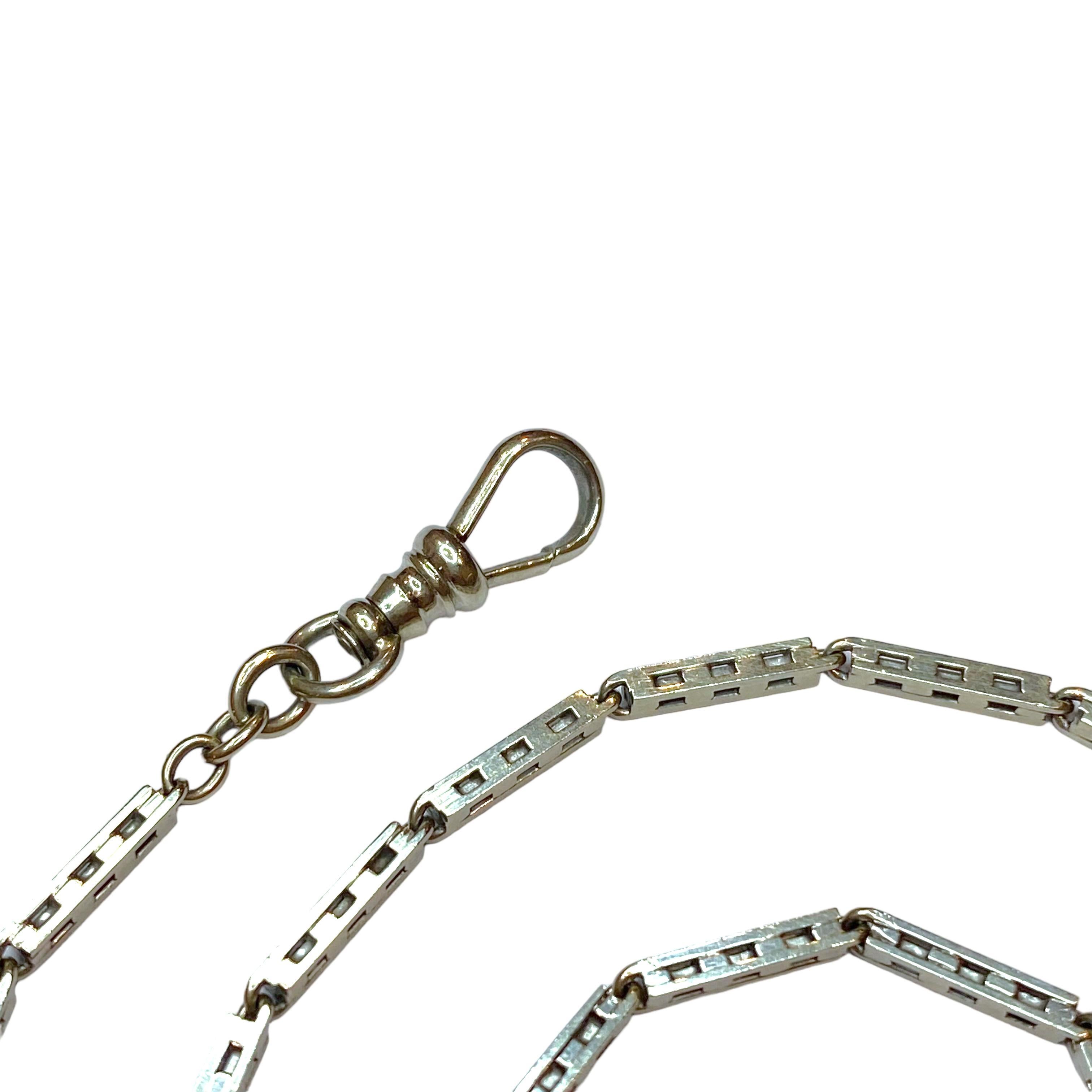 Art Deco Antique 14K White Gold Watch Fob Chain