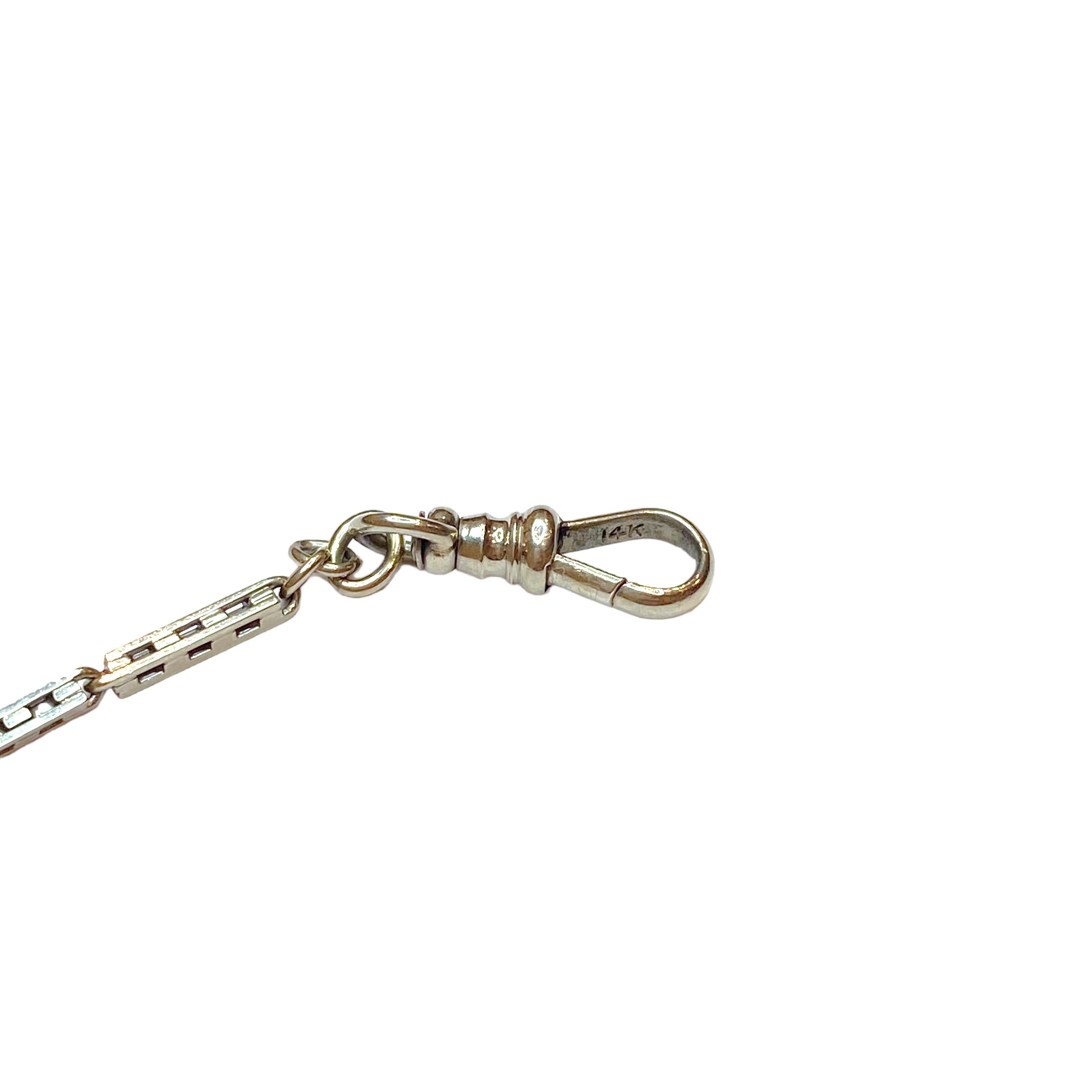 Antique 14K White Gold Watch Fob Chain In Good Condition In Henderson, NV